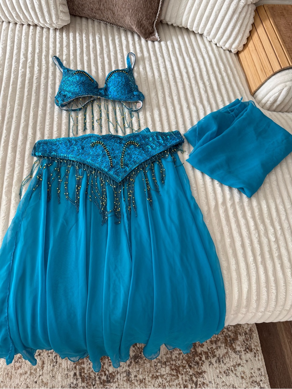 Vibrant Teal Blue Beaded Belly Dance Set - Women’s Intimates & Sleepwear